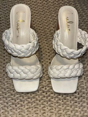 Lulu's White Braided Double-Strap Mules